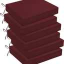 Downluxe Outdoor Chair Cushions Set of 6 for Patio Furniture, Water-Resistant Square Corner Patio Chair Cushions with Ties, High Density Foam Outdoor Seat Cushion, 18.5" X 16" X 3", Burgundy