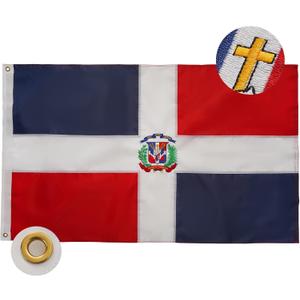 Bradford Dominican Flag 3x5 feet Outdoor, Embroidered Dominican Republic Flag Bandera Dominicana for Wall, Double Sided Bandera de Republica Dominicana Flags with Brass Grommets