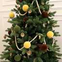 Christmas Ornaments Set of 12, 3.15" Flocked Velvet Balls with Hand Painted Designs, Elegant Christmas Tree Decorations in Gift Box (Brown&green)