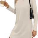 Sampeel Dresses for Women 2025 Casual Long Sleeve V Neck Tshirt Dress Side Split Fashion Fall Outfits M