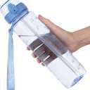 GOPPUS Clear Water Bottle With Straw 32oz Clear Sports Water Bottles Motivational with Time Marker Tritan BPA Free Clea Plastic Water Bottle Wide Mouth for Gym Travel Home School Office (Misty Purple)