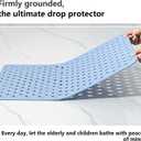 FOMAILE Hexagon Shower Stall Mat Non-Slip Bath Mat for Shower Floor - Super Drainage Quick Dry Bathroom Mat with Strong Suction Cups, Anti-Slip Bath Rug for Tub, Machine Washable,16" x 27.5"Blue