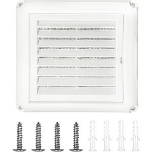 4" Louvered Vent Cover Dryer Exhaust Air Vent Cover for Exterior Wall Vent Hood Outlet Airflow with 4 Screws for Easy Installation