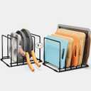 Pack of 2 Cutting Board Organizer, 5-Slot Steel Kitchen Storage Rack for Cutting Boards, Baking Trays, and Thin Pans - Compact Clutter-Free Solution