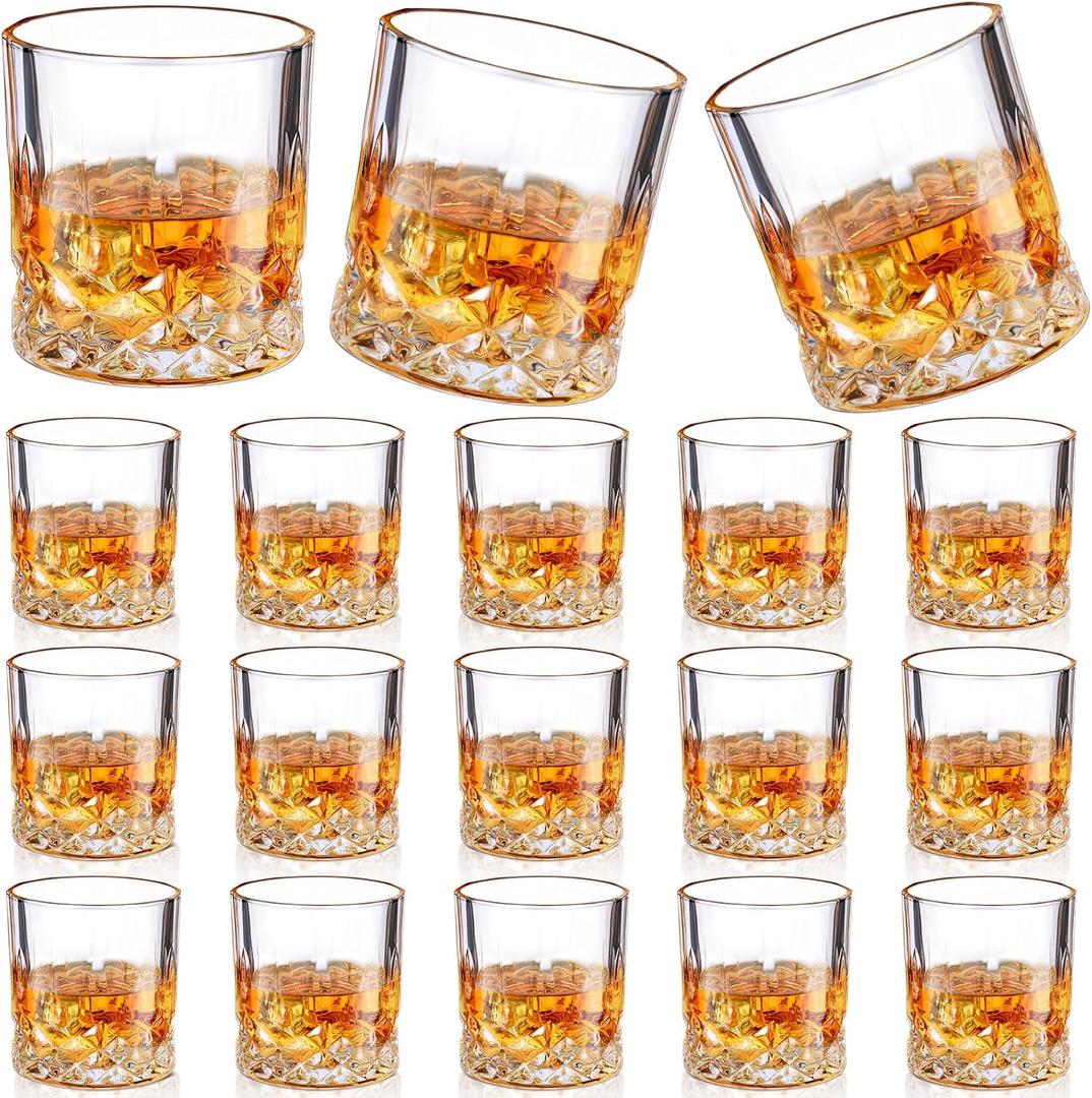 Mimorou 18 Pack Old Fashioned Whiskey Glasses 7 OZ Bourbon Cocktail Rocks Glasses for Whiskey Bourbon Liquor and Cocktail Drinks Gift for Men Women Home Bar (EXP 11/30/35)