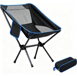 Wind Tour Portable Camping Chair Backpacking Chair - The 4th Generation Ultralight Folding Chair - Compact, Lightweight Foldable Chairs for Hiking Mountaineering, BeachMesh Black