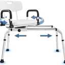 EOSPRIM Sliding Shower Chair Tub Transfer Bench with Extra-Wide 360° Swivel Seat, Shower Chair for Inside Shower, Non-Slip & Padded Arms, Height Adjustable for Handicap & Seniors, Weighs 400 pounds.