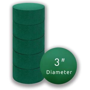 Pack of 6 FLOFARE Round Floral Foam Blocks for Fresh and Artificial Flowers, Each (3" X 1.5"), Dry & Wet Green Flower Foam for Flower Arrangements & Florist Supplies