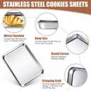Potchen 12 Pcs Baking Sheet Pan Set Stainless Steel Cookie Sheet Small Toaster Oven Pans Tray Barbecue Grill Pan Rectangle Trays Oven Freezer Bakery, Non-stick, Easy Clean, 9 x 6.7 x 1 Inches