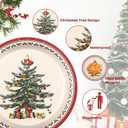Homlouue 200 PCS Christmas Paper Plates and Napkins Sets, Christmas Tree Plates and Napkins, Holiday Paper Plate and Napkin Sets for Xmas Party Supplies Dinner Winter Decorations, Xmas Plate