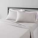 Amazon Basics Lightweight Super Soft, Wrinkle-Free Easy Care Microfiber 4 Piece Bed Sheet Set with 14-Inch Deep Pockets, King, Light Gray, Solid
