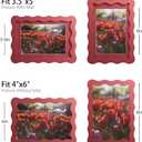 4x6 Picture Frame with Mat for 3.5x5, Wavy Edge Wooden Real Glass Photo Frame for Tabletop and Wall Hanging, Red, 1 Pack