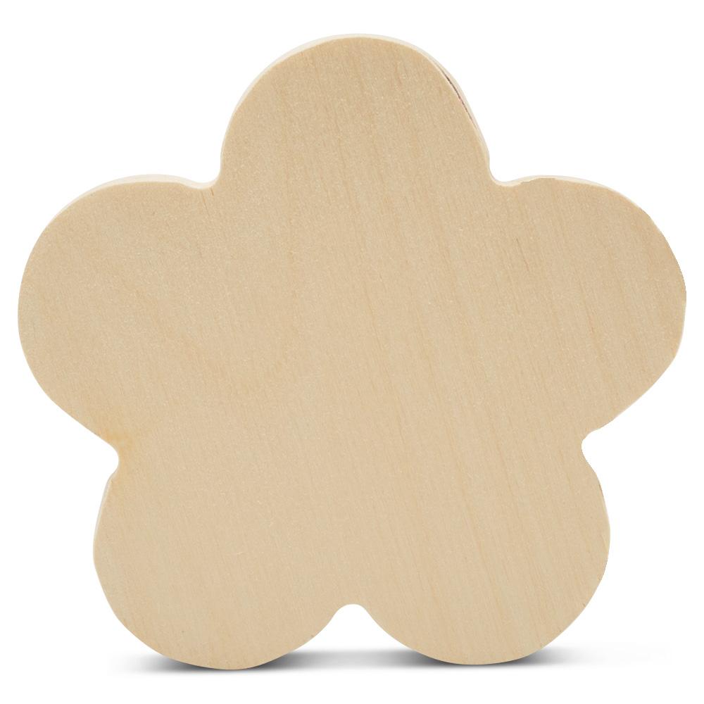 Unfinished Shaped Wood Decor Flower 4 Pack