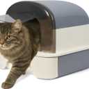 Enclosed Litter Box with Front Door Flap and Scoop, Covered Kitty Litter Box with Handle and Buckles for Portability and Privacy (Misty Gray)