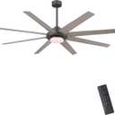 WINGBO 72" Ceiling Fan with Light and Remote Control, 6 Speed Reversible DC Motor, Dimmable LED Light, for Home and Commercial Use, Living Room/Shop/Warehouse Charcoal Gray/Wood color