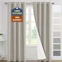 H.VERSAILTEX Thermal Insulated Linen Effect Full Blackout Drapes with Grommets for Privacy, 100% Blackout Linen Curtains 96 inches Long Drapes 2 Panel Set, 52x96 Inch, Heather Oatmeal(Not Solid)
