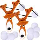 Indoor Snowball Fight Slingshot - Reindeer Slingshot Toy with 3 Balls - Shoots Balls Over 10 Feet - Cool Reindeer Toys for Kids - Sling Shot Reindeer Toy Shoots Fake Snowballs - Stocking Stuffers