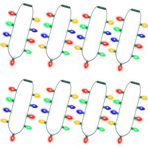 LED Christmas Xmas Light Up Necklace Bulb for Holiday Party Favors 9 LED Bulbs - Ugly Christmas Sweater Accessories (8 Pack)
