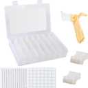 Embroidery Floss Organizer, Cross Stitch Thread Storage Box Tools - Bobbin Winder, 1 Removable 24 Compartments with 40 Hard Plastic Floss Bobbins and Stickers for Craft DIY Embroidery Sewing Storage