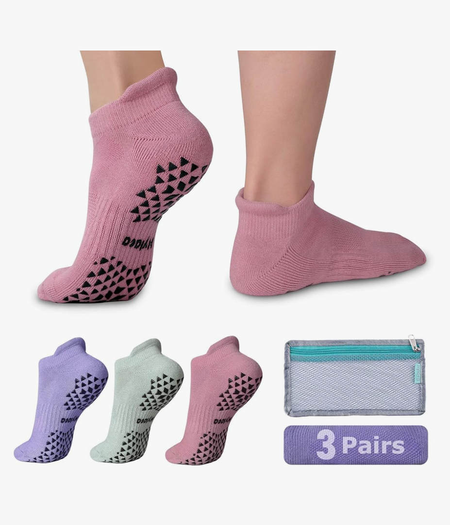 Hylaea Unisex Non Slip Socks with Grip for Yoga, Hospital, Pilates, Barre | Ankle, Cushioned