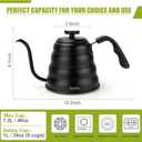 Tea Kettle with Thermometer Pot Black Stovetop Tea Kettle 40oz Gooseneck Kettle Teapot Pour Over Coffee Kettle with Thermometer,1200ml,5 Cup,Black,1Pack