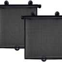 Ohleats 2 PCS Car Side Window Sun Shade, 19.7"19.7" Retractable Roller Auto Sunshade Blocks Sun Glare & UV Rays, Vehicle Mesh Window Shades for Baby, Universal Car Accessories (Black)
