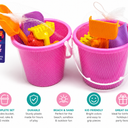 Beach Bucket Toy Set 9 Piece 1 Bucket 2 Shovels 1 Rake 5 Sand Molds 2 Pack