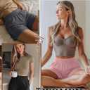 Neer 3 Pack Women's Athletic Shorts 5'' High Waisted Elastic Workout Wide Leg Causal Yoga Gym Lounge with Pockets(Black,Pink,Dark Mixed Gray,S)