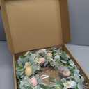 22 Inch Spring Easter Green Leaves Wreath for Front Door, Easter Bunny Wild Flower Eggs Wreath for Home Decoration, Rustic Farmhouse Lamb Ears Floral for Home