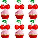 Cherry Birthday Party Supplies 48PCS Cherry Cupcake Toppers Sweet Cherrties Party Cake Decorations Fruit Theme Baby Shower Decor for Girls Wedding Bridal Shower Supplies