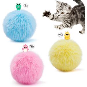 Potaroma Chirping Cat Toys Balls with SilverVine Catnip, Upgraded, 3 Pack Fluffy Interactive Cat Kicker, 3 Lifelike Animal Sounds, Kitty Kitten Catnip Exercise Toys