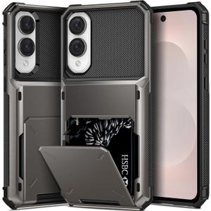 TOPAUX for Samsung S25 Edge Wallet Case/Galaxy S25 Edge Wallet Case Card Holder 1 to 5 Credit Card ID Slot Flip Cover Secure Back Pocket Dual Layer Anti-Scratch Protective Shell Hard Bumper Gunmetal