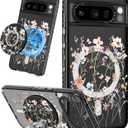 Lotadilo Cute for Google Pixel 8 Pro Case - Compatible with Magsafe Magnetic Ring Holder Stand Kickstand for Women Girls Girly Funny Fashion Pretty TPU Phone Covers Dried Flower Design