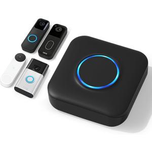 Smart WiFi Wireless Doorbell Chime for Google Nest, Ring, Blink  App-Connected with LED Light, No Wiring Required (1pack, Black)