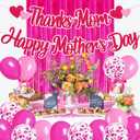 Happy Mothers Day Decorations Thanks Mom Happy Mother's Day Banner Heart Love Themed Party Decor for Women Happy Mother's Day Rose Red Foil Curtains Backdrop Balloons Celebration Supplies