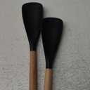 VOVOLY Cooking Spoon for Nonstick Cookingwares, Silicone Spoon Spoon for Mixing, Scoop, and Scrape, Black (13.4''+11.4" Black 2-Pack)