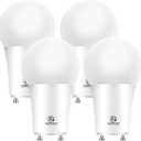 Energetic LED GU24 Light Bulb, A19 Shape 100 Watt Equivalent (11W), 4000K Cool White, 1400 Lumens High Output, Non-Dimmable, 2 Pin LED Light Bulb, ETL Listed, 4 Packs