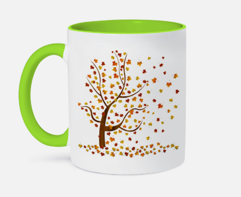 Tree With Circle Leaves, 11oz Two-Tone Green Mug