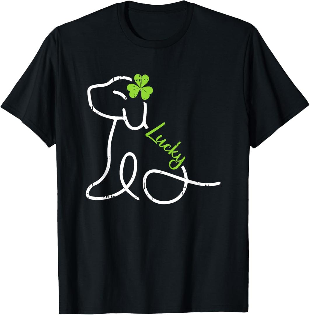 Lucky Dog St Patricks Day Cute Irish Puppy Shamrock Clover Men Women Kids T-Shirt Ladies XXL