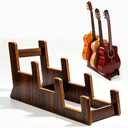 Guitar Stand,Sturdy 3-Holder Black Walnut Wooden Guitar Stand Space-Saving