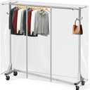 Simple Houseware Industrial Grade Z-Base Garment Rack, 500lb Load with 62" Extra Long bar w/Clear Cover and Tube Bracket