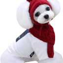 Goclothod Pet Dog Knitted Scarf and Hat Set Winter Neck Ear Warmer