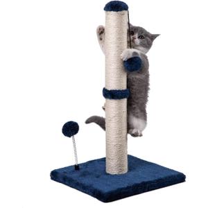 MECOOL Cat Scratching Post Premium Basics Kitten Scratcher Sisal Scratch Posts with Hanging Ball 22 in for Kittens or Smaller Cats, Navy