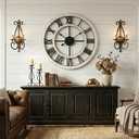 24 Inch Large Rustic Wall Clock Silent Non-Ticking Wooden Wall Clocks with Roman Numerals Farmhouse Decorative Clock for Living Room Bedroom Office (White, 24 Inch)