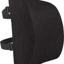 Amazon Basics Rectangular Memory Foam Back Support Cushion for Office Chairs, Non-Slip Base for Long Sitting, Black