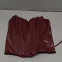 Floerns Women's Rave Vintage Leather Corset Top Lace Trim Strapless Date Night Party Tube Tops (Burgundy) S