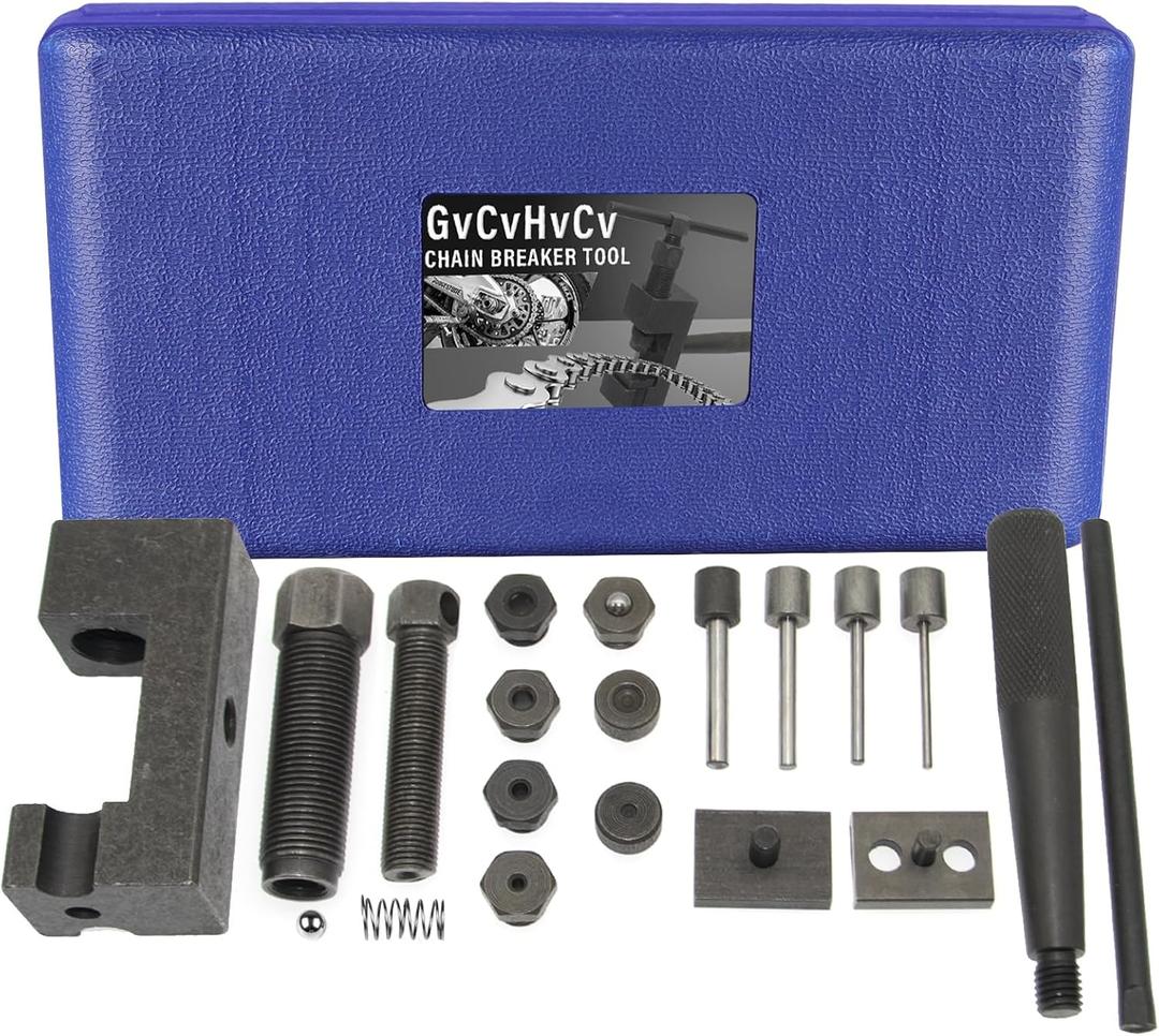 Motorcycle Chain Breaker Rivet Tool, 19pc Chain Brake Tool Set, Chain Link Cutter Removal Tool For Motorcycle Bike Atv Cam & 25 To 930 Chains