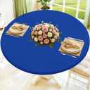 Moosfor Round Spandex Tablecloth, Elastic Fitted Waterproof Tablecloths for 18"-24" Tables, Stretch Washable Picnic Table Cover for Camping, Dining, Indoor and Outdoor, Blue