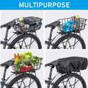 CXWXC Rear Bike Basket - Bicycle Rear Basket with Cargo Net and Waterproof Cover - Rear Mount Aluminium Bike Basket Large Capacity
