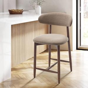 COLAMY Bar Stools with Back, Counter Height Bar Stools, Upholstered Counter Stools with Wood Legs for Kitchen Island Dining Room Bar, Camel (Set of 1)